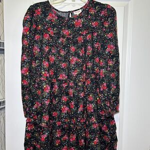 Cat & Jack Pink and Black Casual Sundress with Bishop Sleeves